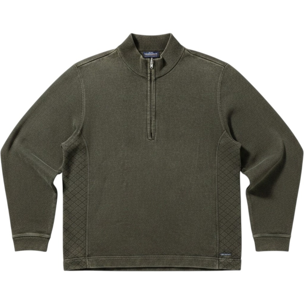 Woolrich 1/4 Zip Sweater 2XL Dark Loden Green Quilted Side Panels Gorpcore